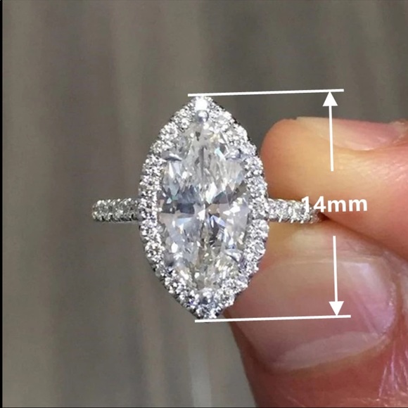 New Marquise Cut 925 Silver Diamond Elegant Ring - Picture 3 of 4